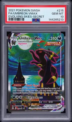 2021 POKEMON SWORD & SHIELD EVOLVING SKIES SECRET FULL ART/UMBREON VMAX PSA 10 - Image 1