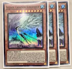 Yugioh! 3x Icejade Creation Kingfisher BACH-EN008 Super Rare 1st Ed NM - Image 1