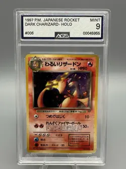 Pokemon 1997 Dark Charizard No.6 AGS 9 Mint Japanese Team Rocket Holo Card - Image 1