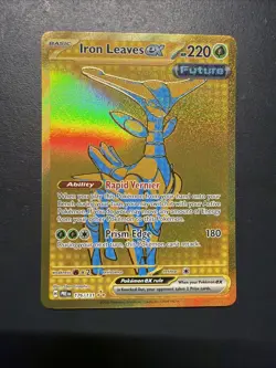 Pokemon TCG Iron Leaves EX Prismatic Evolutions Card 176/131 Gold Hyper Rare - Image 1