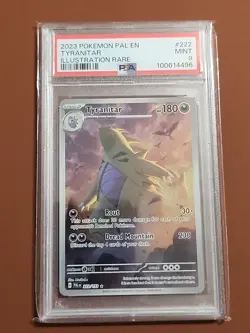 2023 Pokemon TCG Tyranitar Holo Card , Paldea Evolved, Illus. Rare, 222/193 PSA9 - Image 1