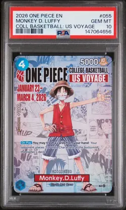 One Piece Monkey D. Luffy US College Voyage Basketball Card PSA 10 - In Hand - Image 1