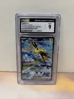 CGC 9 Zapdos ex 2023 Scarlet & Violet 151 202/165 Illustration Rare Pokemon Card - Image 1