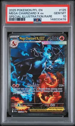 Pokemon 2025 Mega Charizard X EX 125 Phantasmal Flames SIR GEM MINT PSA 10 - Image 1