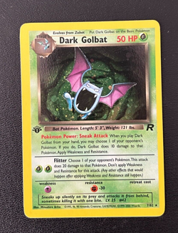 1st Edition Dark Golbat Holo Rare Pokemon TCG 2000 Team Rocket 7/82 - Image 1