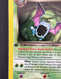 1st Edition Dark Golbat Holo Rare Pokemon TCG 2000 Team Rocket 7/82 - Image 2