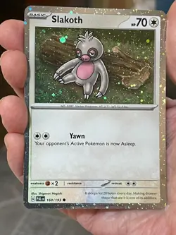 POKEMON SLAKOTH 160/193 COMMON COSMOS HOLOFOIL PALDEA EVOLVED NM CARD - Image 1