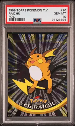1999 TOPPS POKEMON TV FOIL #26 RAICHU PSA 10 - Image 1