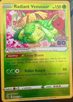 Pokemon TCG *Radiant Venusaur 004/078* *Pokemon GO Radiant Holo* - Image 1