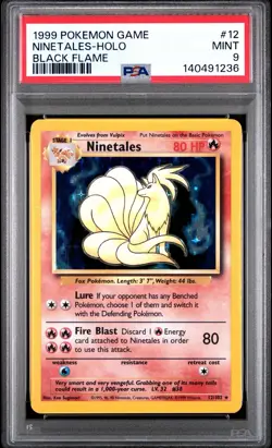 1999 POKEMON GAME NINETALES-HOLO #12 BLACK FLAME PSA 9 - Image 1