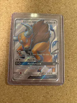 Pokemon TCG Tauros GX 144/149 Sun & Moon Base Set Full Art Ultra Rare Holo - Image 1