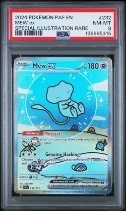 2024 POKEMON PAF EN-PALDEAN FATES SPECIAL ILLUSTRATION RARE #232 MEW EX PSA 8 - Image 1