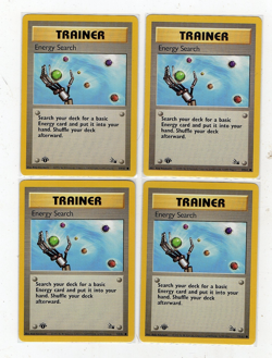 Pokemon TCG Fossil Energy Search Trainer 1st Edition Lot (4) Cards 59/62 NM - Image 1