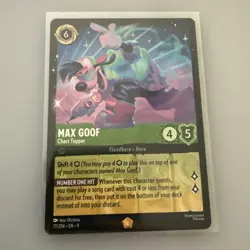 Disney Lorcana TCG Max Goof Chart Topper Legendary 77/204 Fabled Non Foil Card - Image 1