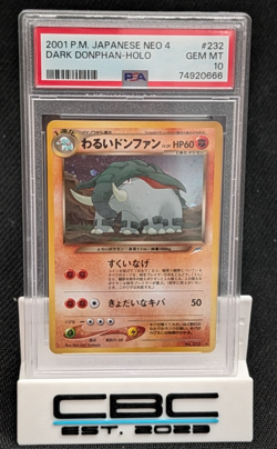 Pokemon 2001 Japanese Neo 4 Dark Donphan Holo #232 PSA 10 - Image 1