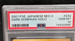 Pokemon 2001 Japanese Neo 4 Dark Donphan Holo #232 PSA 10 - Image 3
