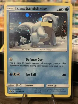 Pokemon TCG Alolan Sandshrew 19a/145 Holo HP60 Water Card Moderately Played - Image 1