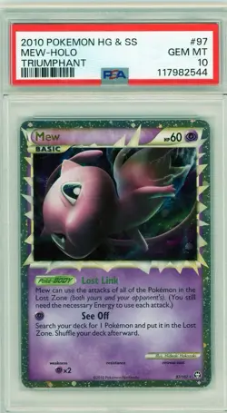 2010 Pokemon Triumphant Mew Prime Holo Ultra Rare #97 PSA 10 Gem Mint - Image 1