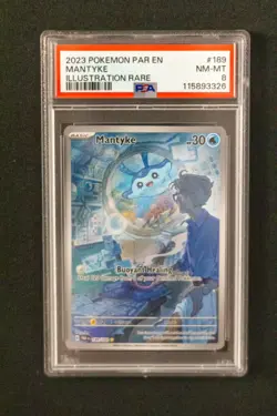 2023 POKEMON PARADOX RIFT #189/182 MANTYKE ILLUSTRATION RARE PSA 8 - Image 1