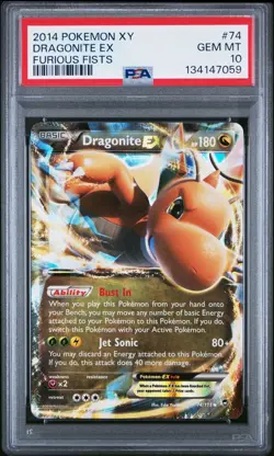 2014 Pokemon XY Furious Fists Dragonite EX 74/111 #74 PSA 10 - Image 1