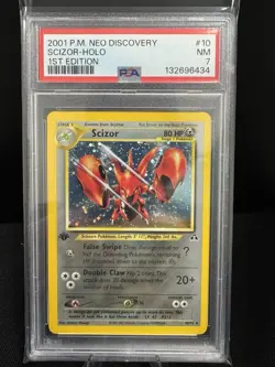 2001 Pokemon Neo Discovery 10 Scizor Holo 1st Edition PSA 7 - Image 1