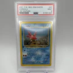 Corsola 37/75 Neo Discovery 1st Edition Uncommon Basic 50 HP PSA 9 Pokemon TCG - Image 1