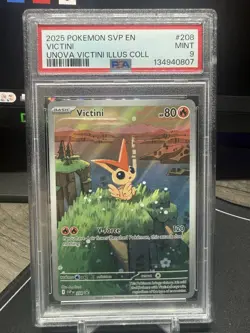 2025 POKEMON SVP EN-SV BLACK STAR PROMO #208 VICTINI PSA 9 - Image 1