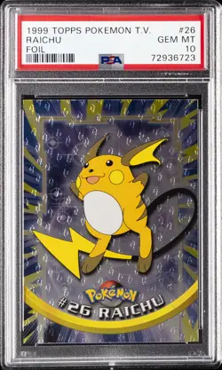 1999 TOPPS POKEMON TV FOIL #26 RAICHU PSA 10 - Image 1