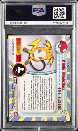 1999 TOPPS POKEMON TV FOIL #26 RAICHU PSA 10 - Image 2