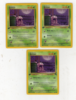 Pokemon TCG Fossil Grimer 1st Edition Lot (3) Cards 48/62 NM - Image 1