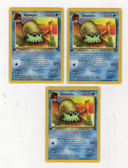 Pokemon TCG Fossil Omantye 1st Edition Lot (3) Cards 52/62 NM - Image 1