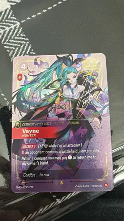 League of Legends Vayne Hunter Champion Foil Signed Card 223*/221 - Image 1