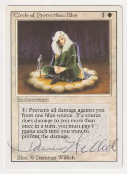 Signed Circle of Protection: Blue HP Revised Artist Dameon Willich MTG Magic! - Image 1
