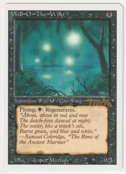 Gold Signed Will-O-The-Wisp LP Revised Artist Jesper Myrfors Dated 96 MTG Magic! - Image 1