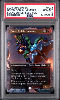 PSA 10 GREEN GOBLIN, NEMESIS SCENE BORDERLESS 2025 MTG MARVEL'S SPIDER-MAN EN - Image 1