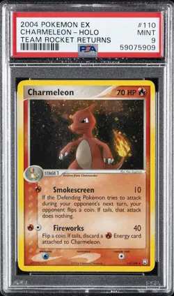 2004 POKEMON EX TEAM ROCKET RETURNS #110 CHARMELEON-HOLO PSA 9 - Image 1
