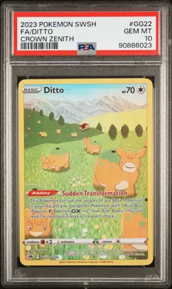 2023 POKEMON SWORD & SHIELD CROWN ZENITH #GG22 FULL ART/DITTO PSA 10 - Image 1