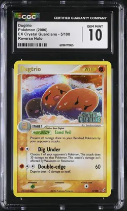 CGC 10 GEM MINT Dugtrio EX Crystal Guardians 5/100 Reverse Holo STAMPED Pokemon - Image 1