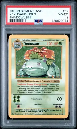 Venusaur #15/102 PSA 4 - 1999 Pokemon Base Set Shadowless Holo - Image 1