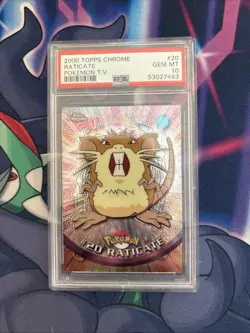 2000 Topps Chrome Pokemon TV #20 Raticate Gem Mint PSA 10 - Image 1