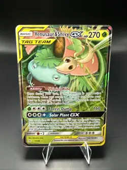 Pokemon Venusaur & Snivy GX Ultra Rare Holo SM - Cosmic Eclipse 1/236 NM - Image 1