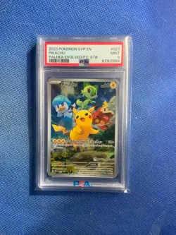 2023 Pokemon Pikachu 027 Paldea Evolved ETB Pokemon Center Promo PSA 9 - Image 1