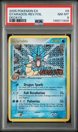 2005 Pokemon Ex Deoxys Gyarados Reverse Foil #8 Stamp PSA 8 NM-MT 8/107 - Image 1