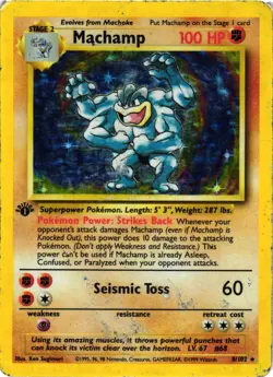 Pokemon TCG Machamp Holo 1st Edition Base Set 8/102 DMG - Image 1