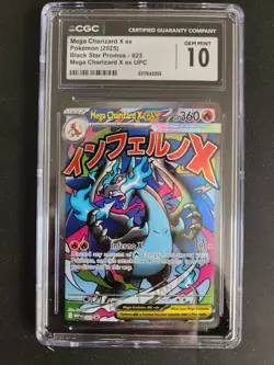 2025 MEGA CHARIZARD X EX CGC 10 GEM MINT POKEMON Black Star Promo #023 - Image 1