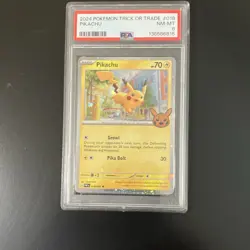Pokemon 2024 TCG Trick or Trade Pikachu Cosmos Holo 018/091 PSA 8 - Image 2