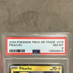 Pokemon 2024 TCG Trick or Trade Pikachu Cosmos Holo 018/091 PSA 8 - Image 4