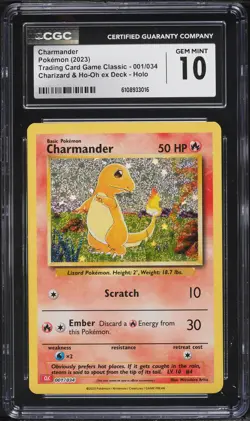 2023 Pokemon TCG Classic Collection Holo Charmander #001 CGC 10 - Image 1