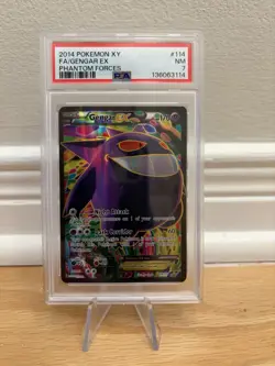 2014 POKEMON XY PHANTOM FORCES #114/119 GENGAR EX FULL ART PSA 7 - Image 1