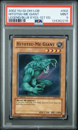 2002 YU-GI-OH! LOB-LEGEND OF BLUE EYES WHITE DRAGON #002 HITOTSU-ME GIANT PSA 9 - Image 1